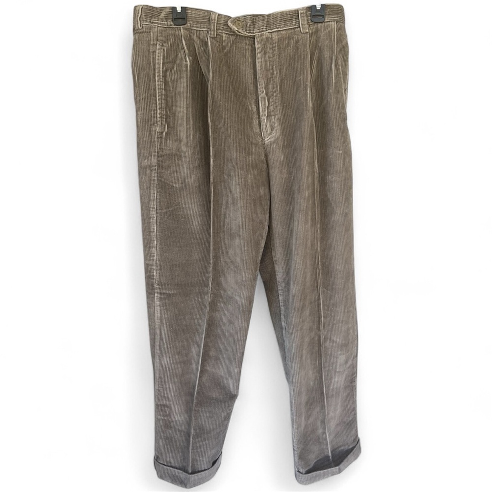 Natural Issue Premium Corduroy Tan Pleated Pants, Relaxed Fit, Men’s Sz 34x30